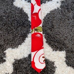 NWOT Red and White Designed Apple Tie